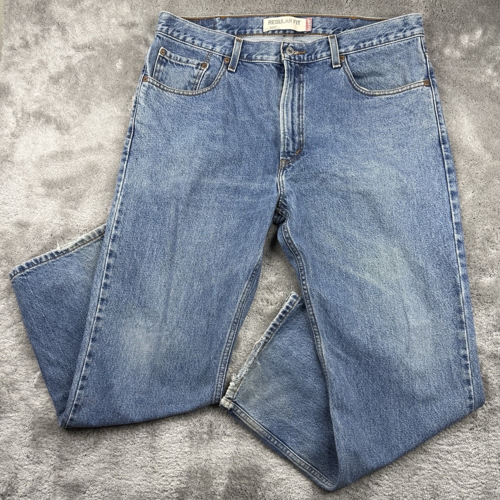 Levis 505 Jeans Mens‎ 38x29 Blue Straight Leg Regular Fit Light Wash Denim Pants